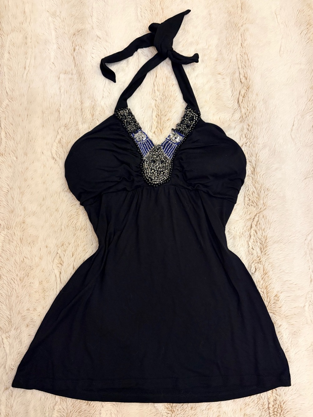 🧚🏼 Vintage Y2K Kismet Beaded Halter Going Out Top McBling Fairy Grunge Coquette